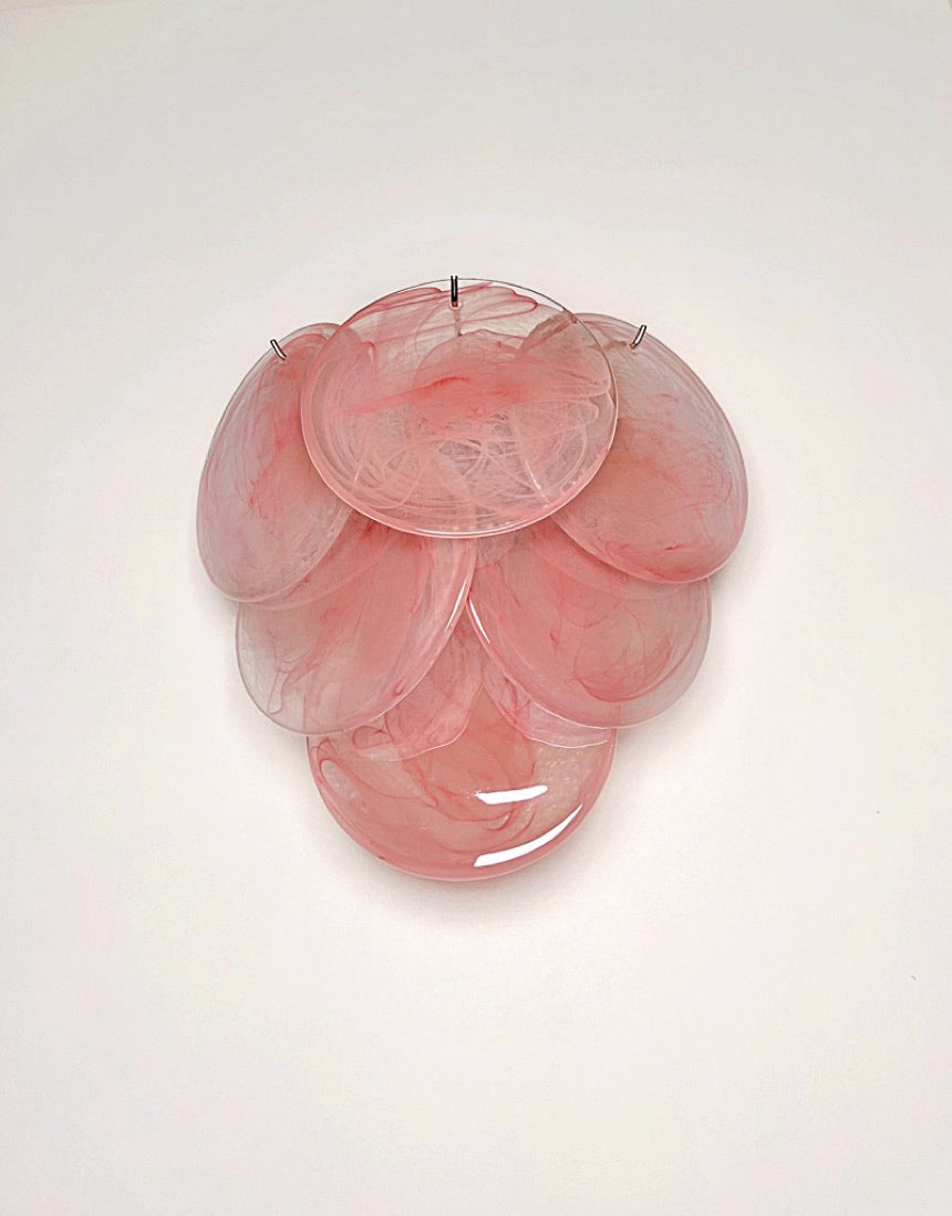 Murano-Style Wall Lamp | 6 Pink Alabaster Disc Glass | Set of 2