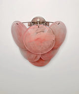 Murano-Style Wall Lamp | 6 Pink Alabaster Disc Glass | Set of 2
