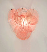 Murano-Style Wall Lamp | 6 Pink Alabaster Disc Glass | Set of 2