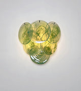 Murano-Style Wall Lamp | 6 Green Alabaster Disc Glass | Set of 2