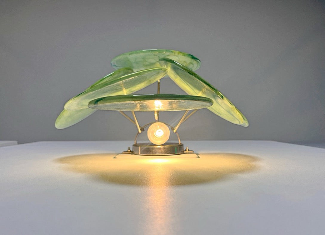 Murano-Style Wall Lamp | 6 Green Alabaster Disc Glass | Set of 2