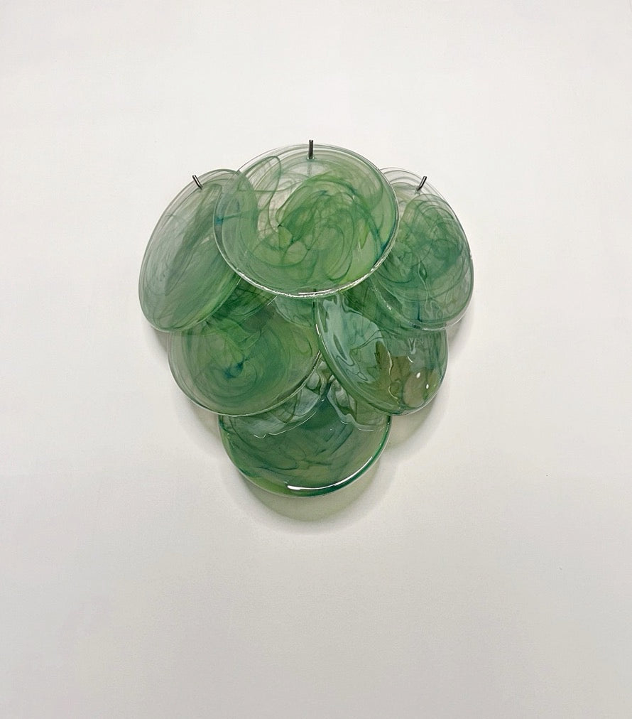 Murano-Style Wall Lamp | 6 Green Alabaster Disc Glass | Set of 2