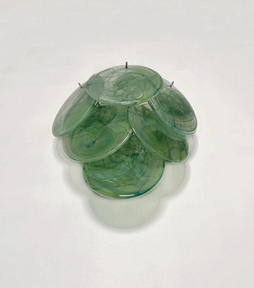 Murano-Style Wall Lamp | 6 Green Alabaster Disc Glass | Set of 2