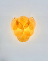 Murano-Style Wall Lamp | 6 Alabaster Gold Disc Glass | Set of 2