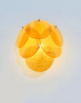 Murano-Style Wall Lamp | 6 Alabaster Gold Disc Glass | Set of 2