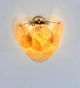 Murano-Style Wall Lamp | 6 Alabaster Gold Disc Glass | Set of 2
