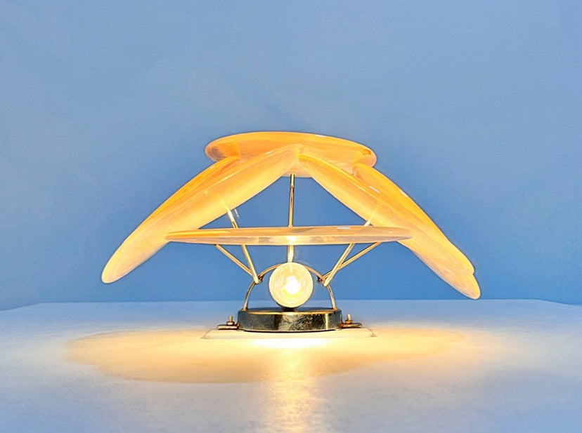 Murano-Style Wall Lamp | 6 Alabaster Gold Disc Glass | Set of 2
