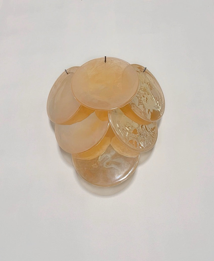 Murano-Style Wall Lamp | 6 Alabaster Gold Disc Glass | Set of 2