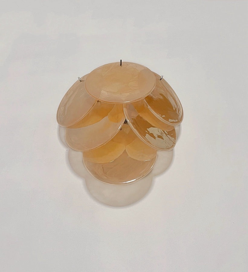 Murano-Style Wall Lamp | 6 Alabaster Gold Disc Glass | Set of 2