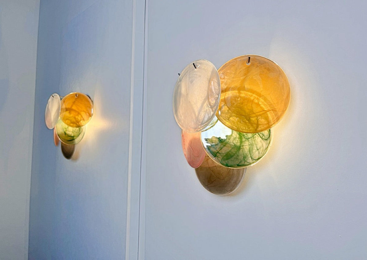 Murano-Style Wall Lamp | 6 Multicoloured Alabaster Disc Glass | Set of 2