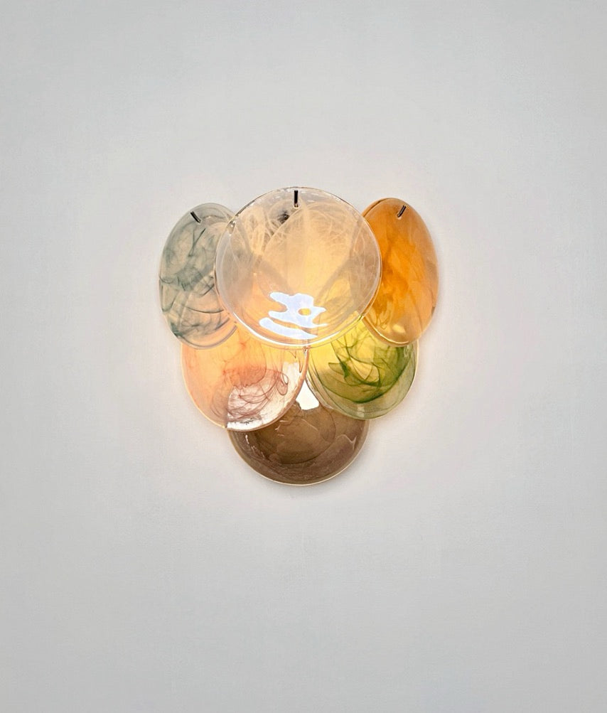 Murano-Style Wall Lamp | 6 Multicoloured Alabaster Disc Glass | Set of 2