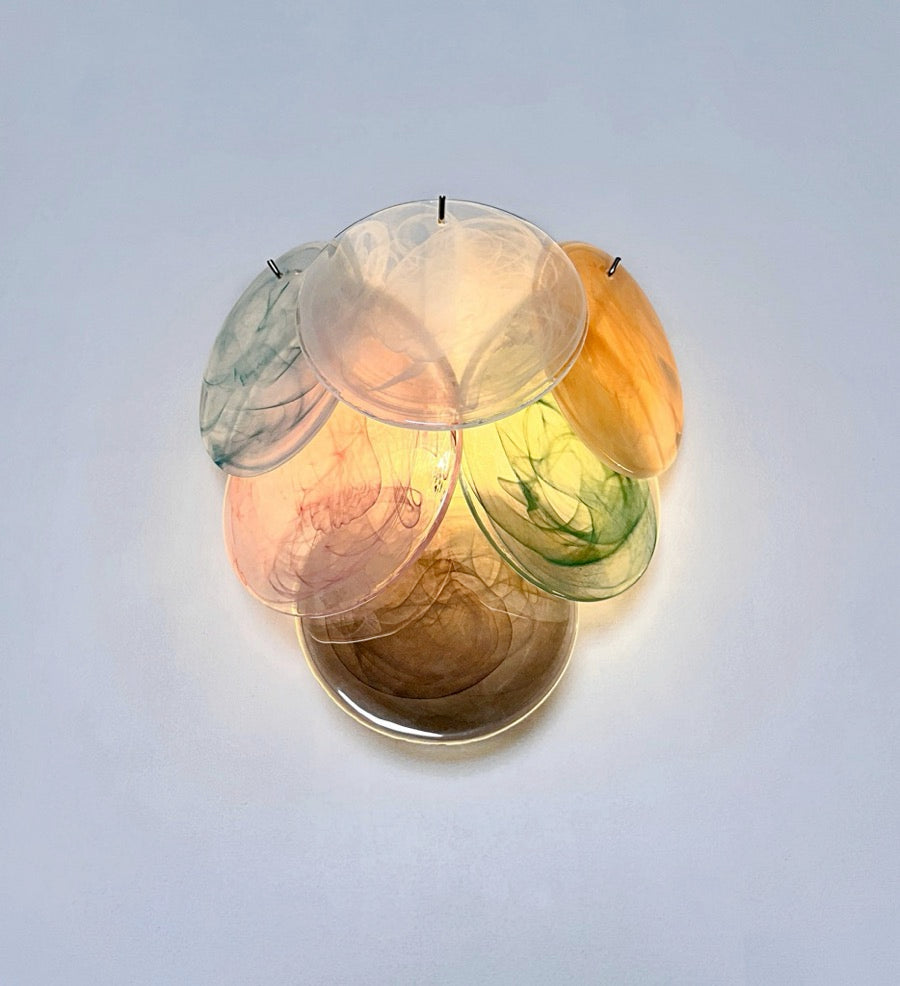 Murano-Style Wall Lamp | 6 Multicoloured Alabaster Disc Glass | Set of 2