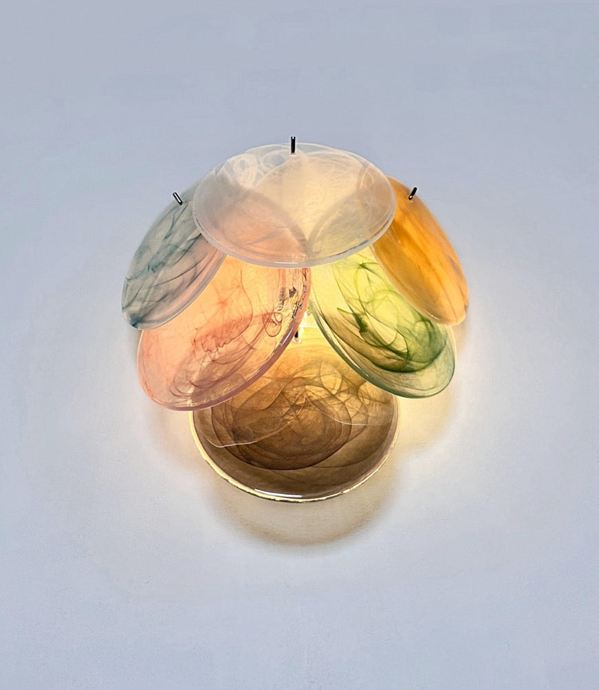 Murano-Style Wall Lamp | 6 Multicoloured Alabaster Disc Glass | Set of 2