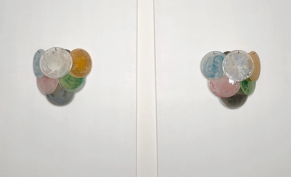 Murano-Style Wall Lamp | 6 Multicoloured Alabaster Disc Glass | Set of 2