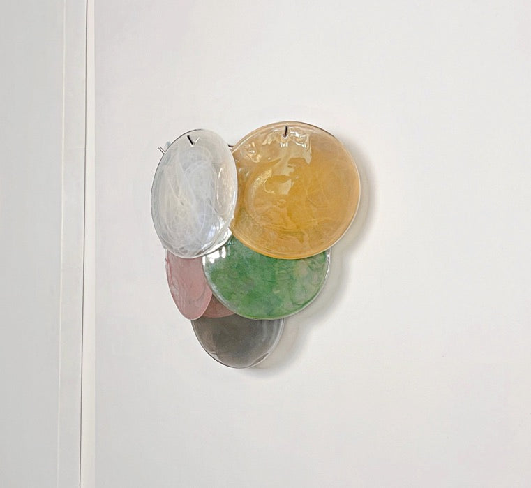 Murano-Style Wall Lamp | 6 Multicoloured Alabaster Disc Glass | Set of 2