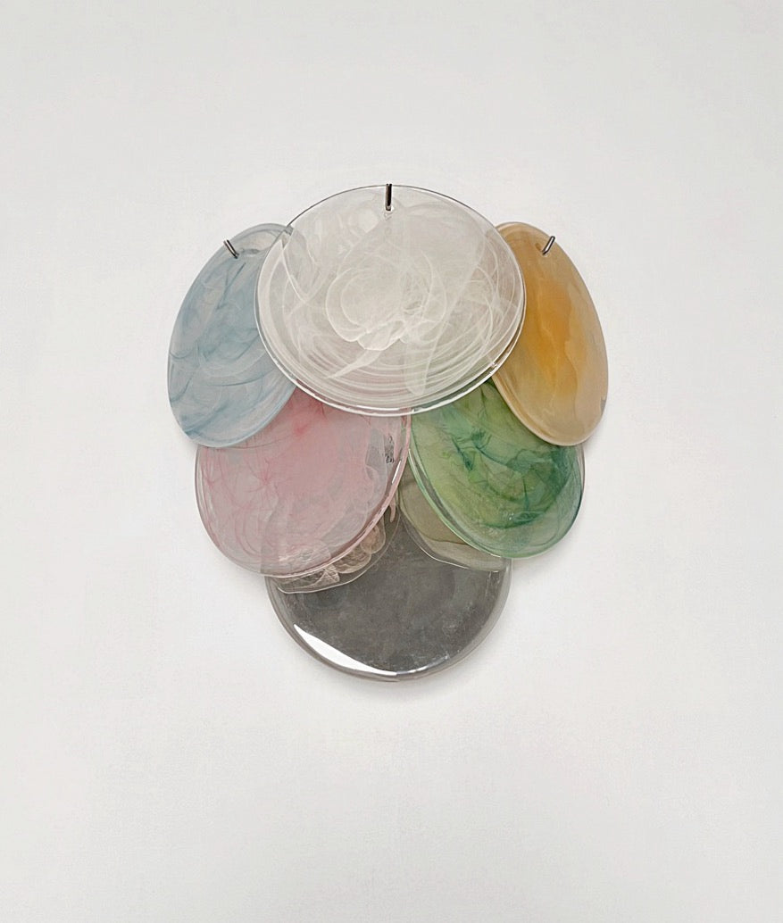 Murano-Style Wall Lamp | 6 Multicoloured Alabaster Disc Glass | Set of 2