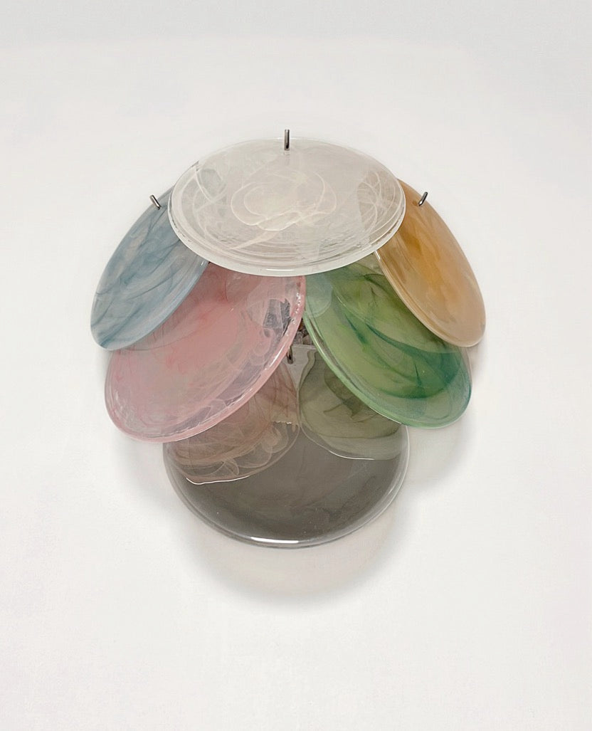 Murano-Style Wall Lamp | 6 Multicoloured Alabaster Disc Glass | Set of 2