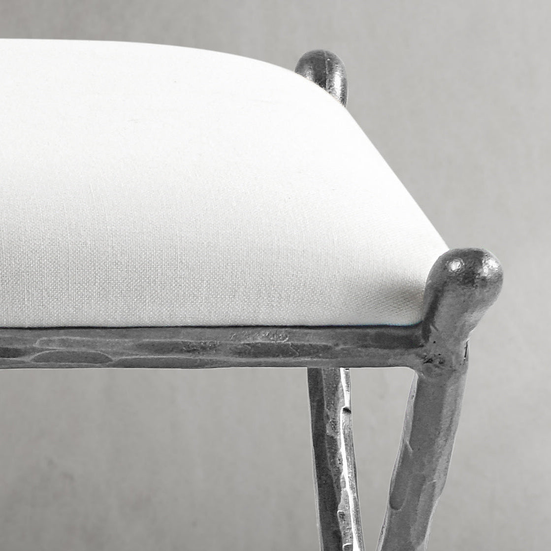 Hand Forged Metal Horn Fabric Base Stool