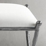 Hand Forged Metal Horn Fabric Base Stool