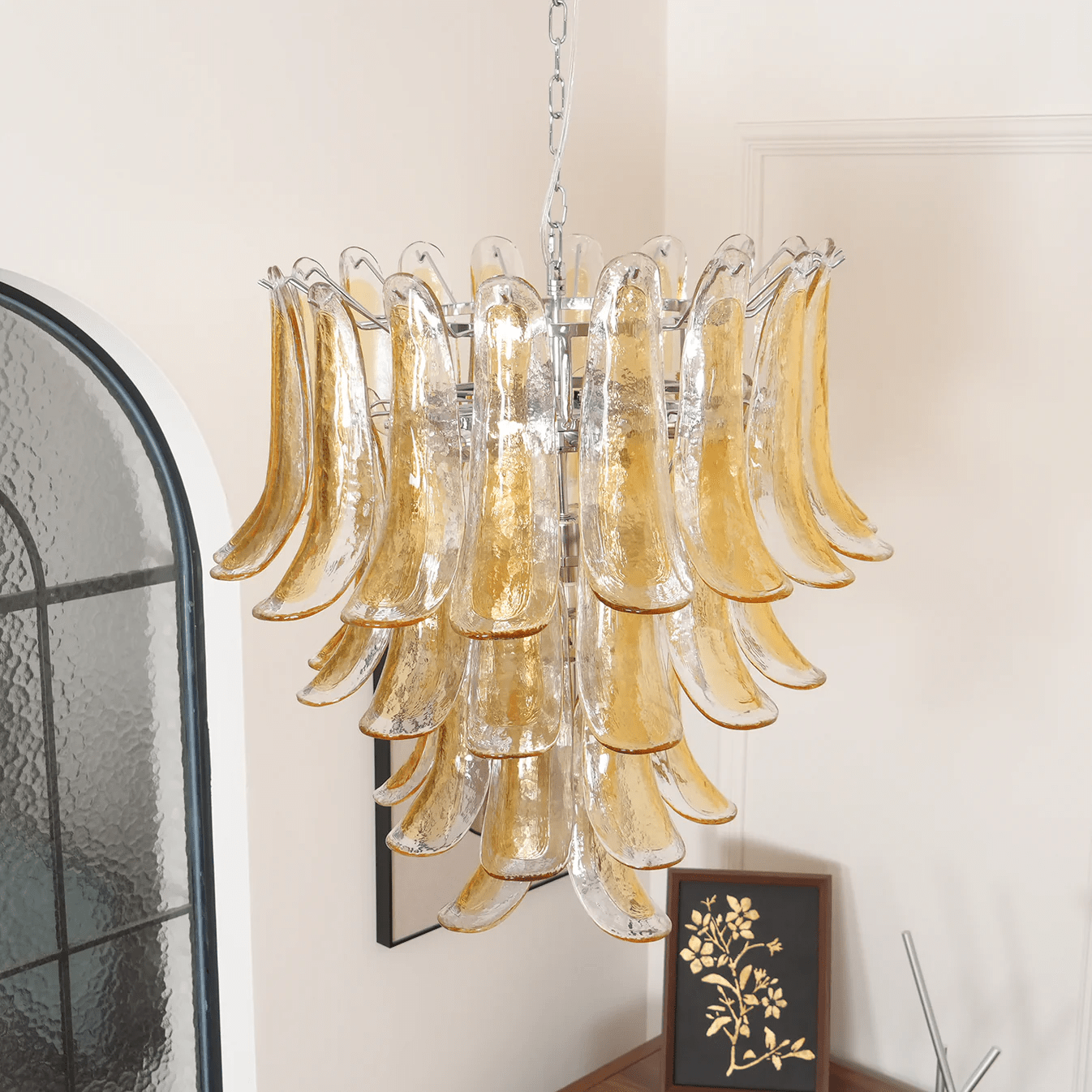 Glass Amber Lily Chandelier