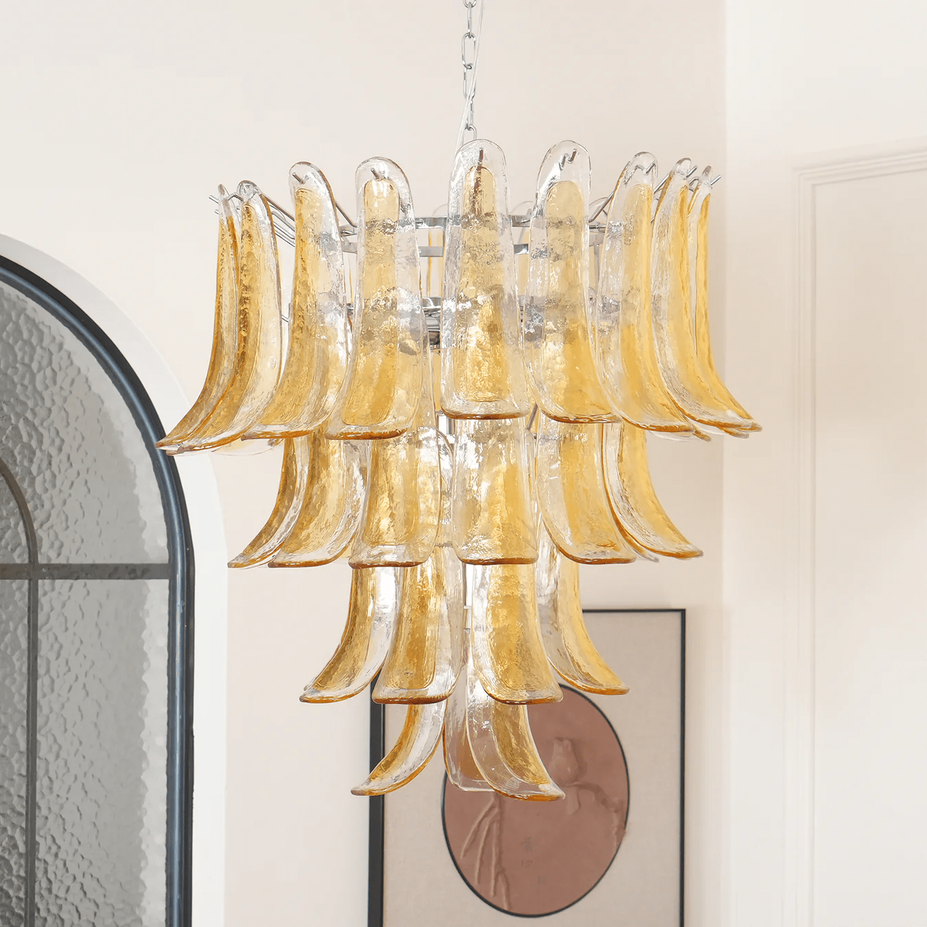 Glass Amber Lily Chandelier