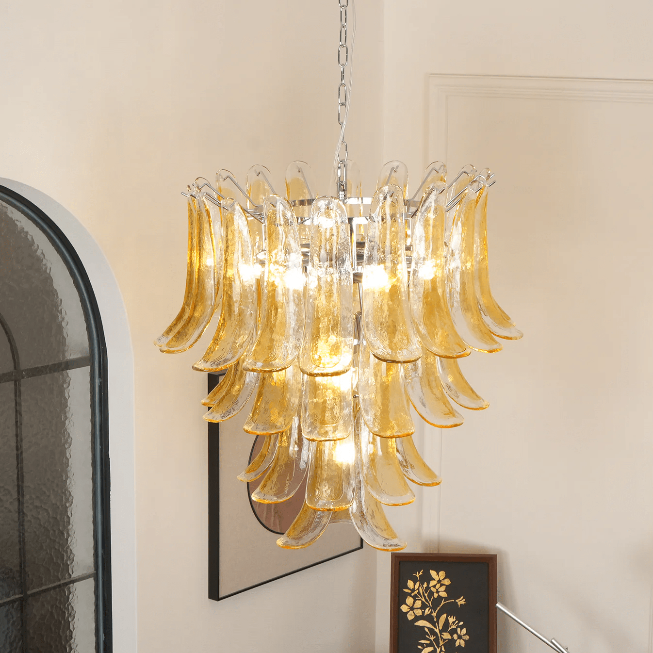 Glass Amber Lily Chandelier
