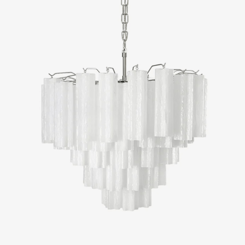Verona White Glass Round Cascade Chandelier 28"