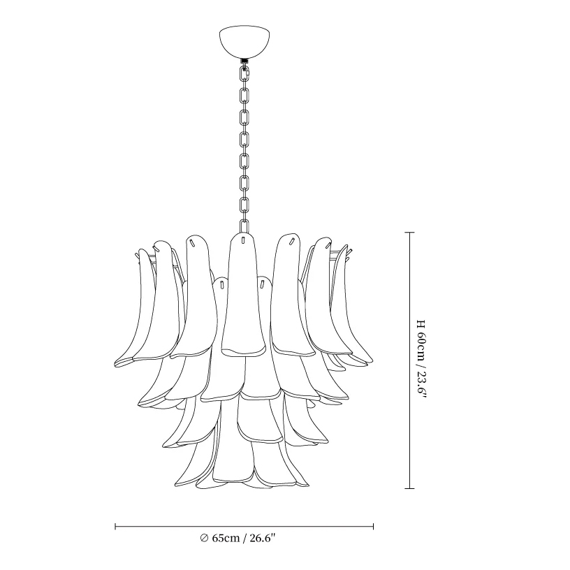 Crimson Glass Petals Chandelier 25.6"