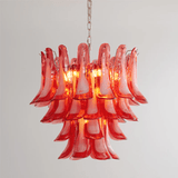 Crimson Glass Petals Chandelier 25.6"