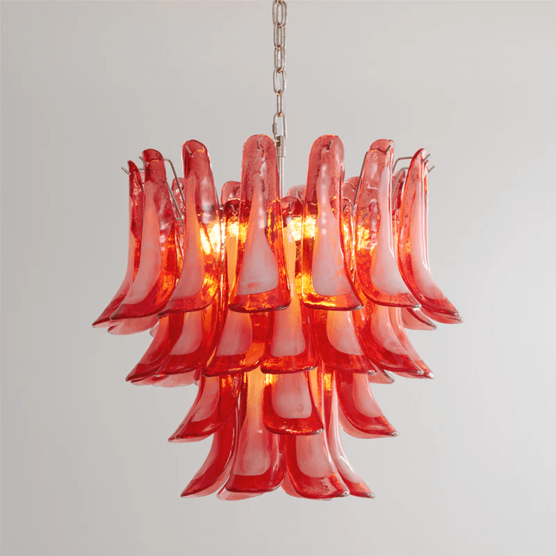 Crimson Glass Petals Chandelier 25.6"