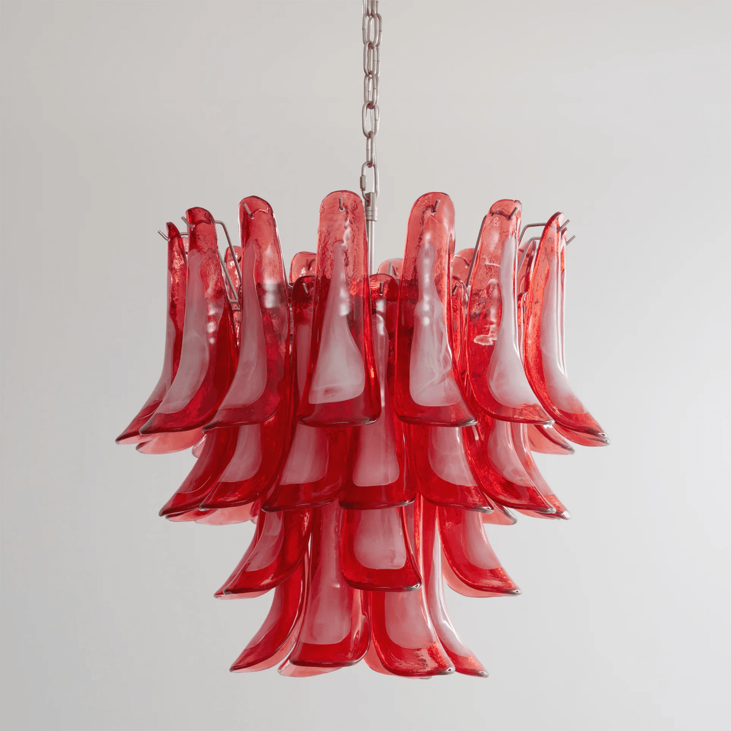 Crimson Glass Petals Chandelier 25.6"