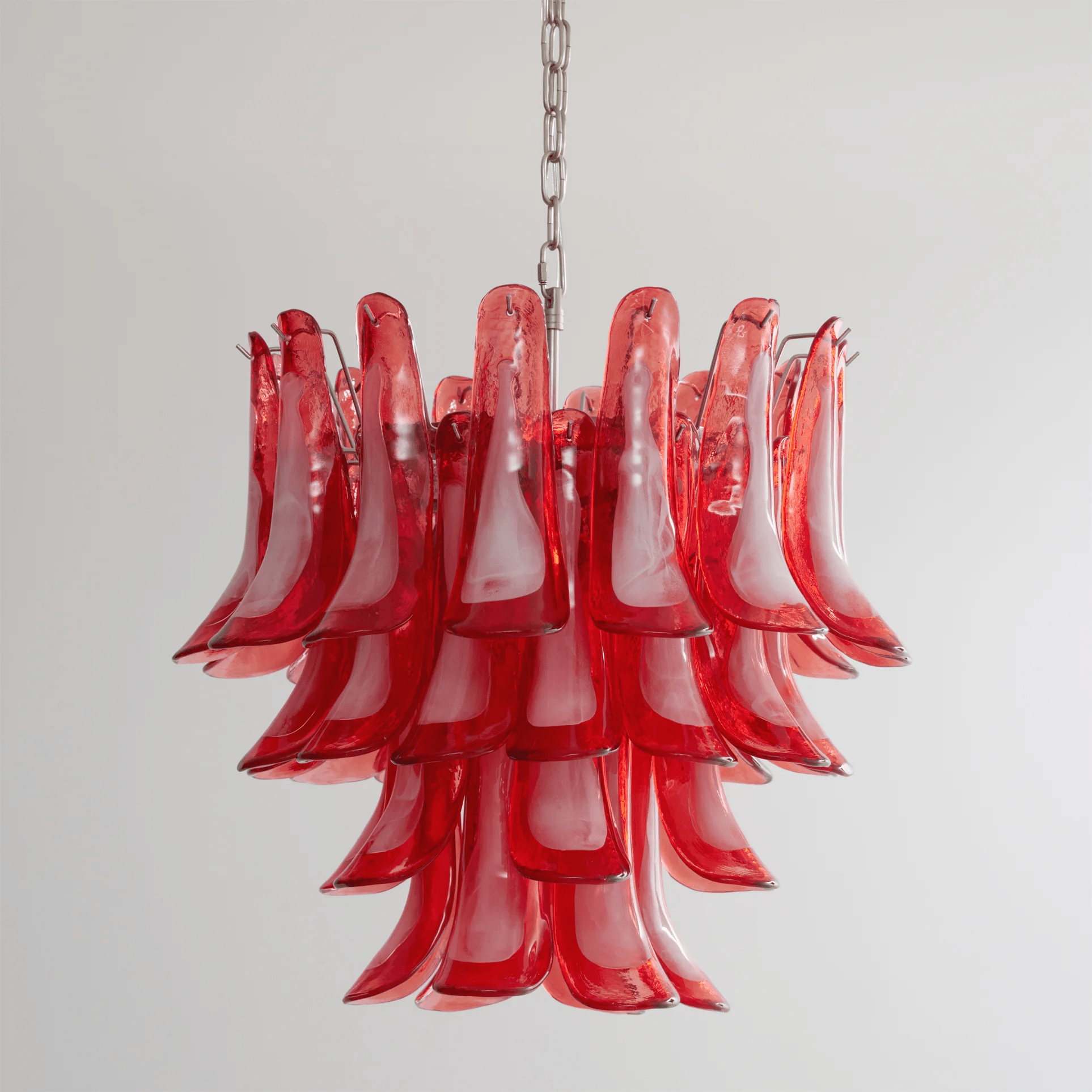 Crimson Glass Petals Chandelier 25.6"