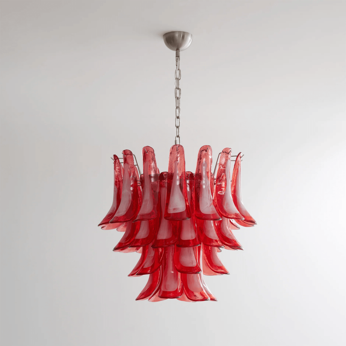 Crimson Glass Petals Chandelier 25.6"