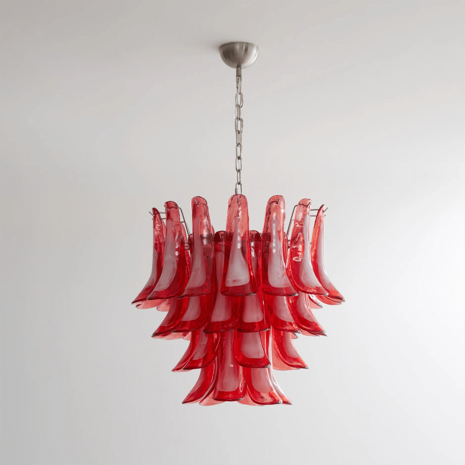 Crimson Glass Petals Chandelier 25.6"