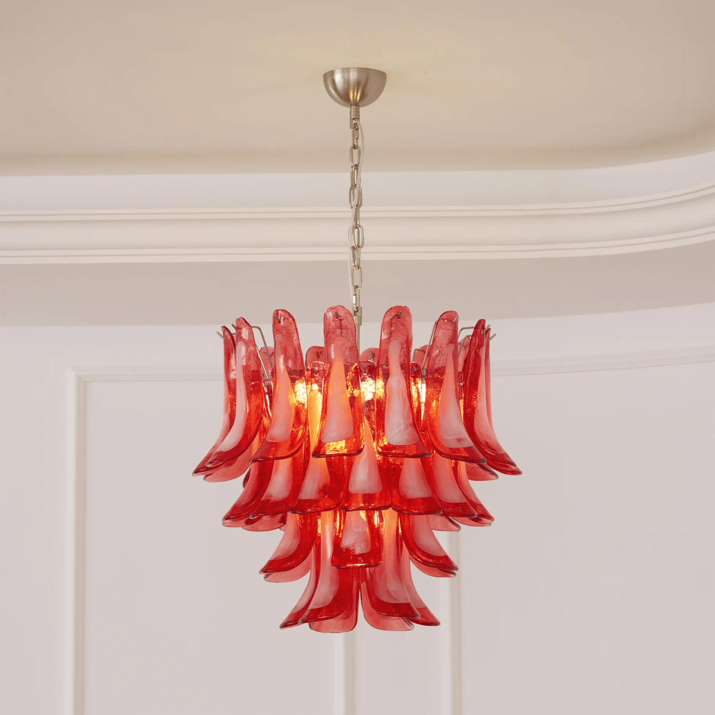 Crimson Glass Petals Chandelier 25.6"