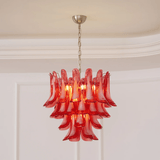 Crimson Glass Petals Chandelier 25.6"