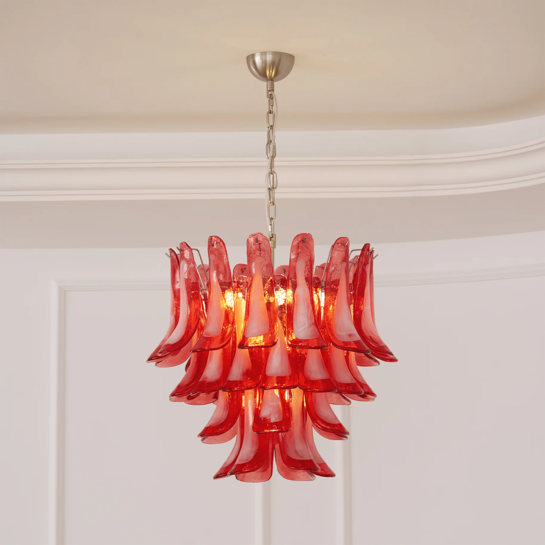 Crimson Glass Petals Chandelier 25.6"