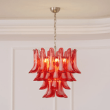 Crimson Glass Petals Chandelier 25.6"