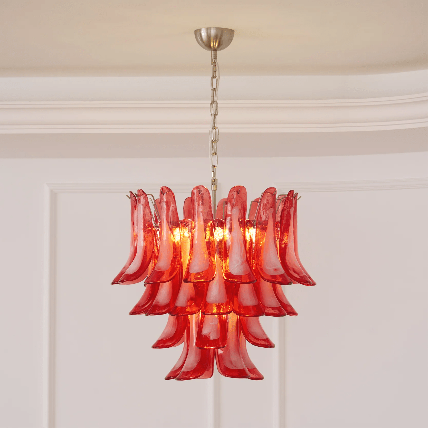 Crimson Glass Petals Chandelier 25.6"