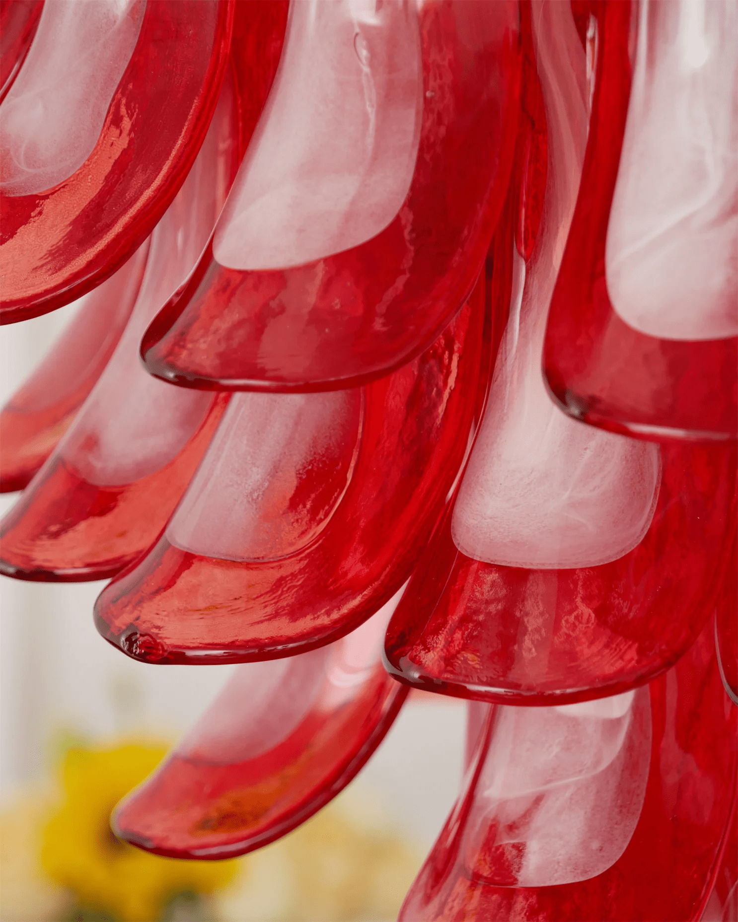 Crimson Glass Petals Chandelier 25.6"