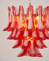 Crimson Glass Petals Chandelier 25.6"