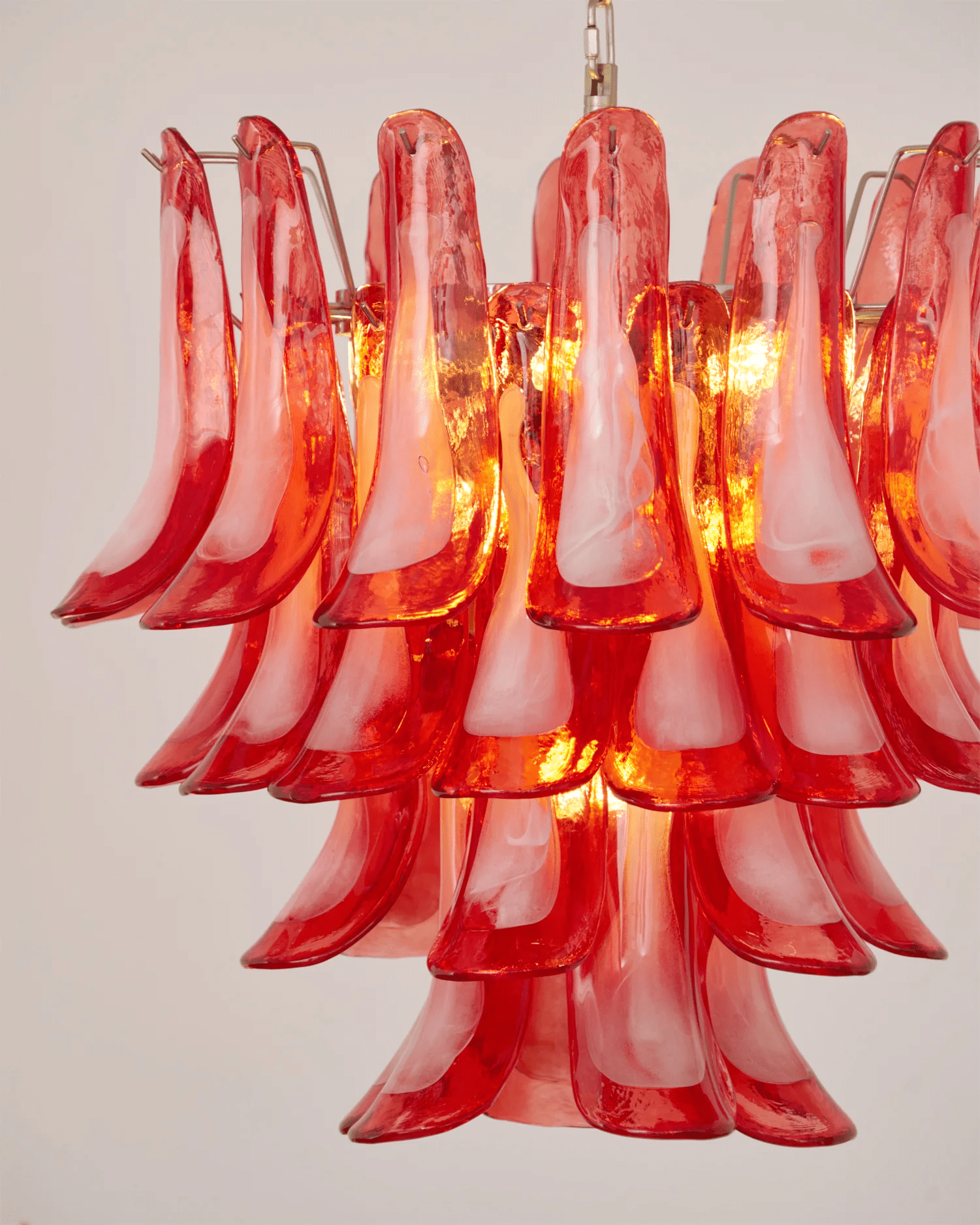 Crimson Glass Petals Chandelier 25.6"