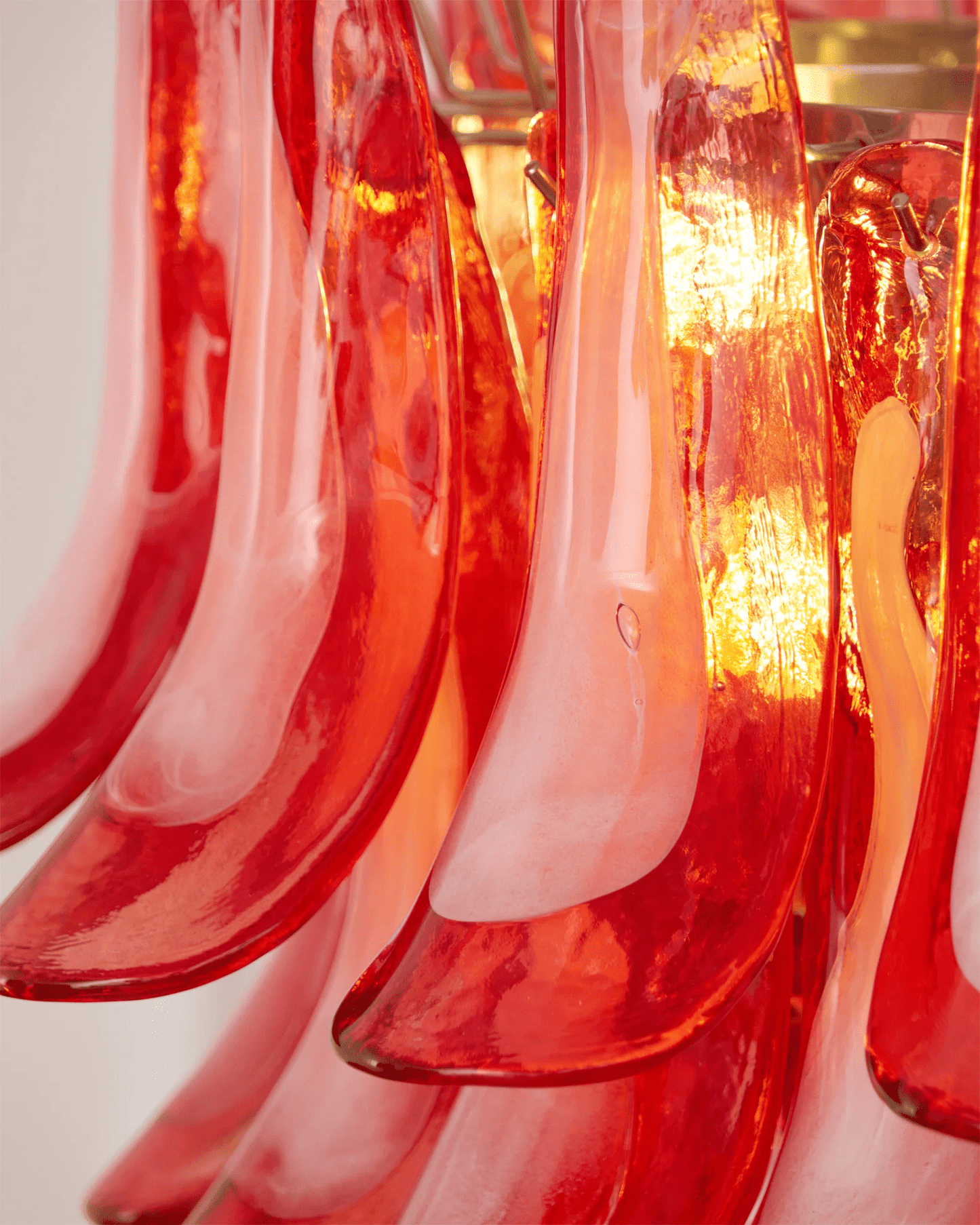 Crimson Glass Petals Chandelier 25.6"