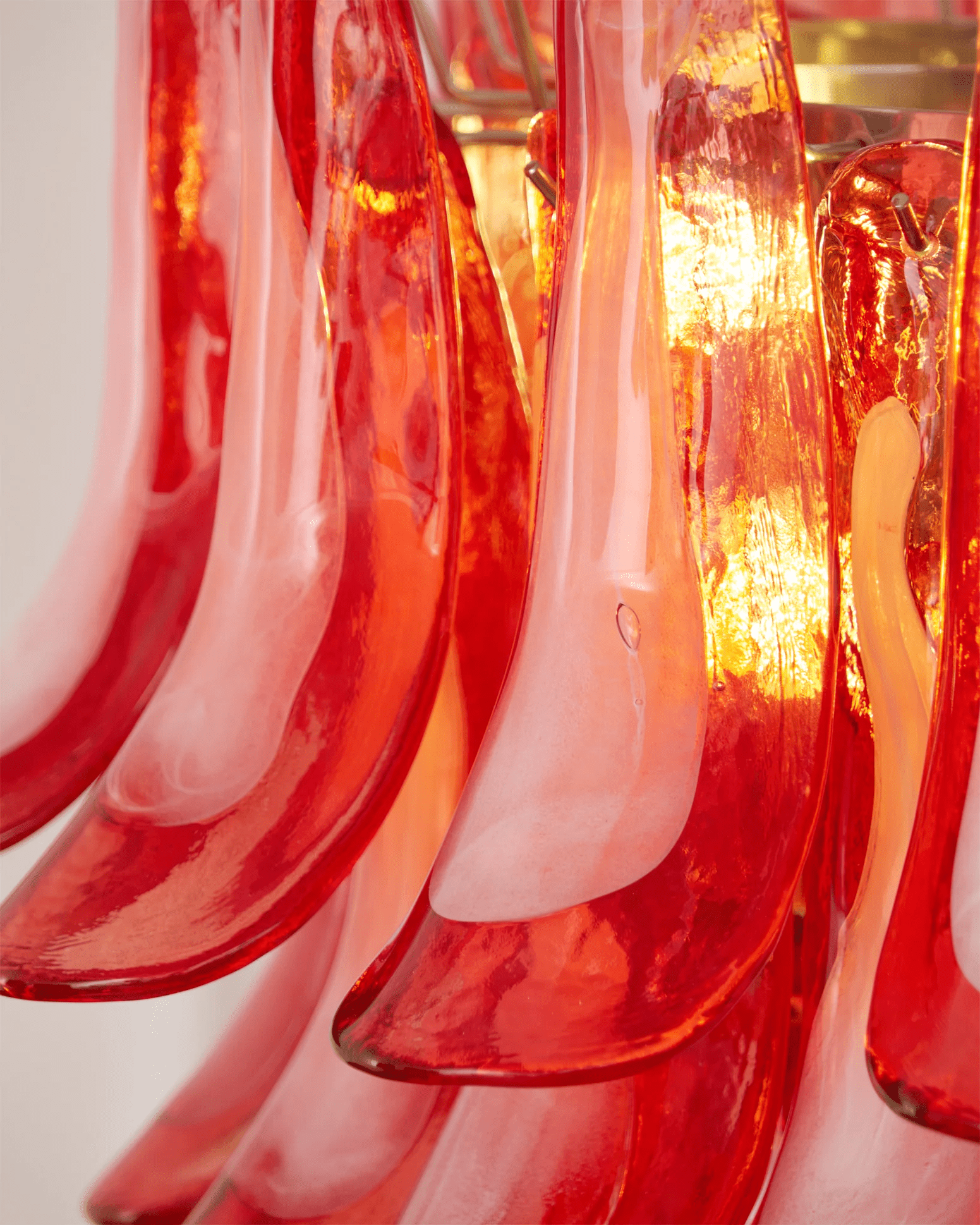 Crimson Glass Petals Chandelier 25.6"