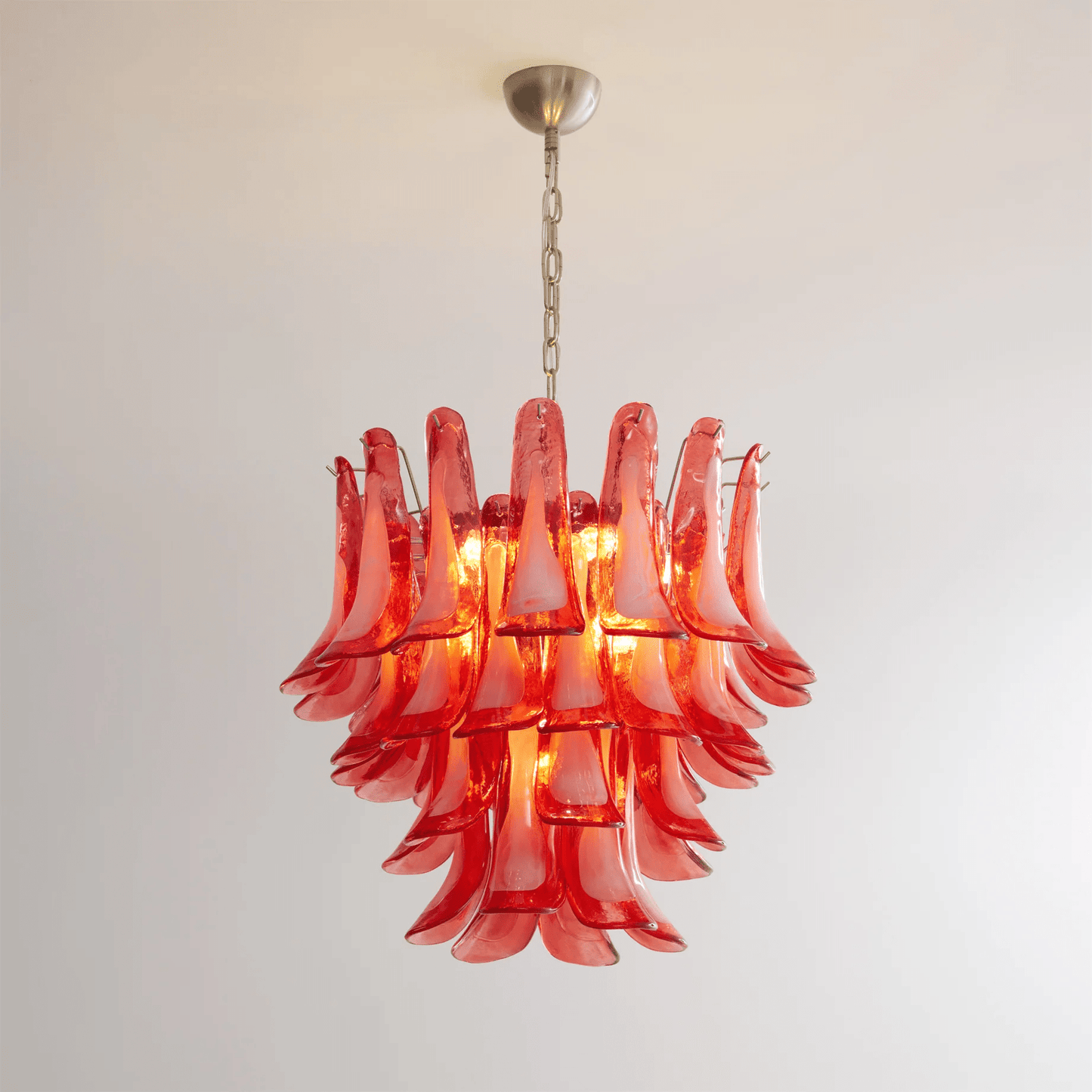 Crimson Glass Petals Chandelier 25.6"