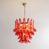 Crimson Glass Petals Chandelier 25.6"