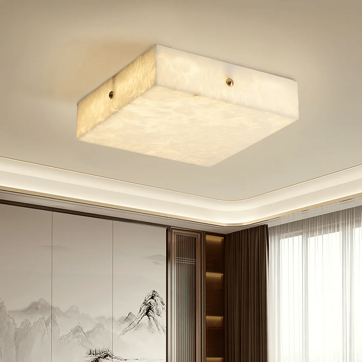 Square Alabaster Flush Mount