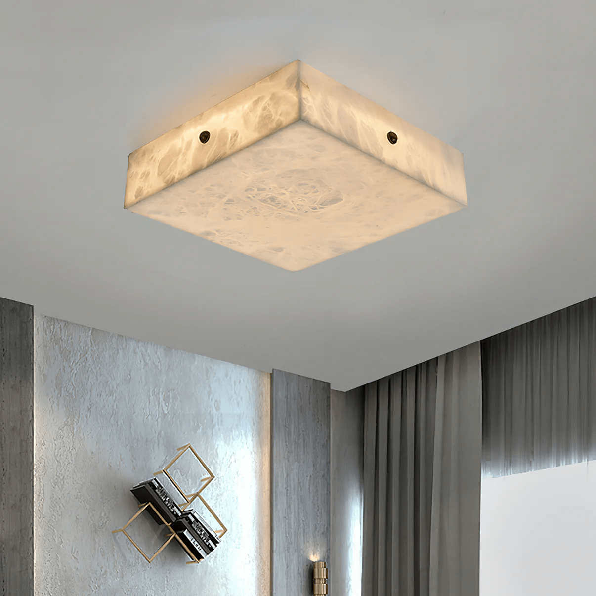 Square Alabaster Flush Mount
