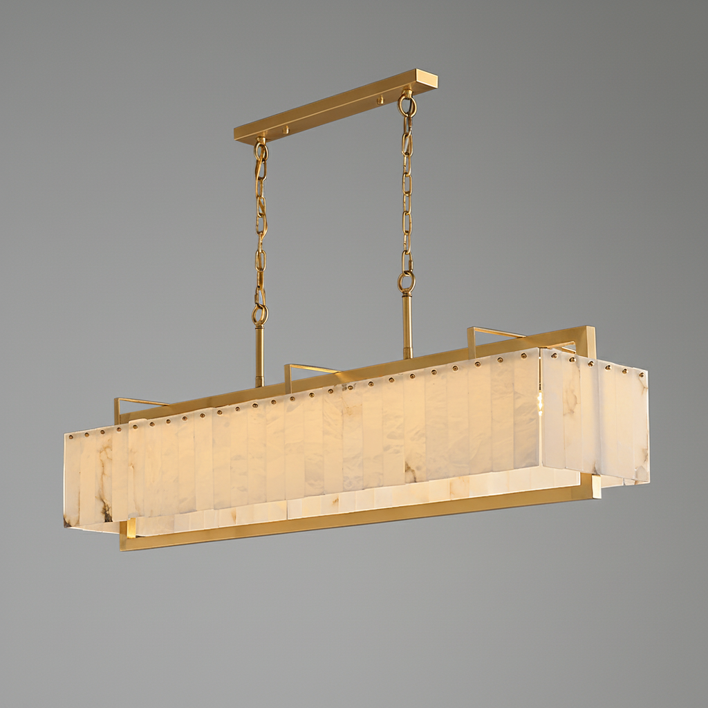 Hamptons Alabaster Rectangular Chandelier 39" 49"