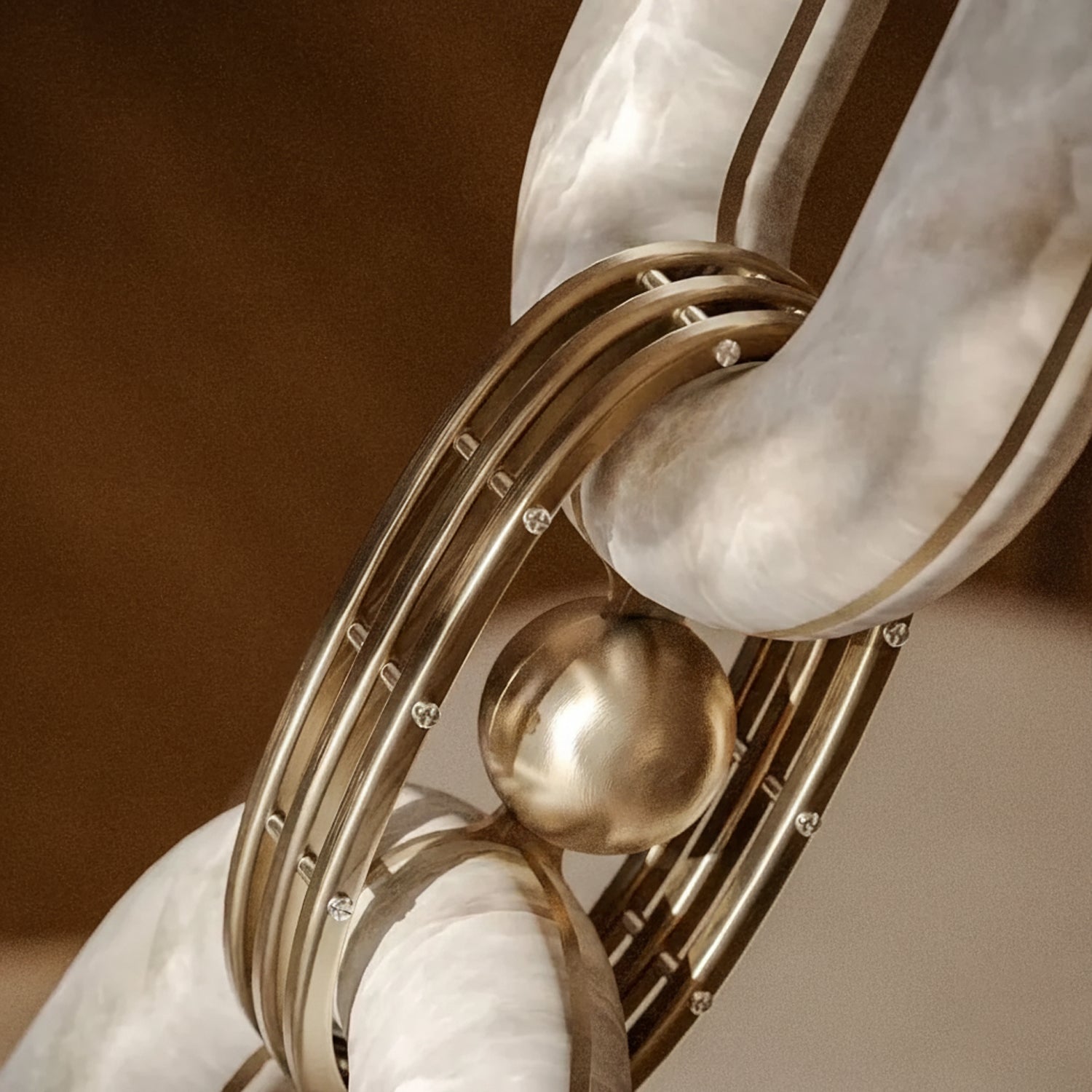 Chain Link  Alabaster Chandelier